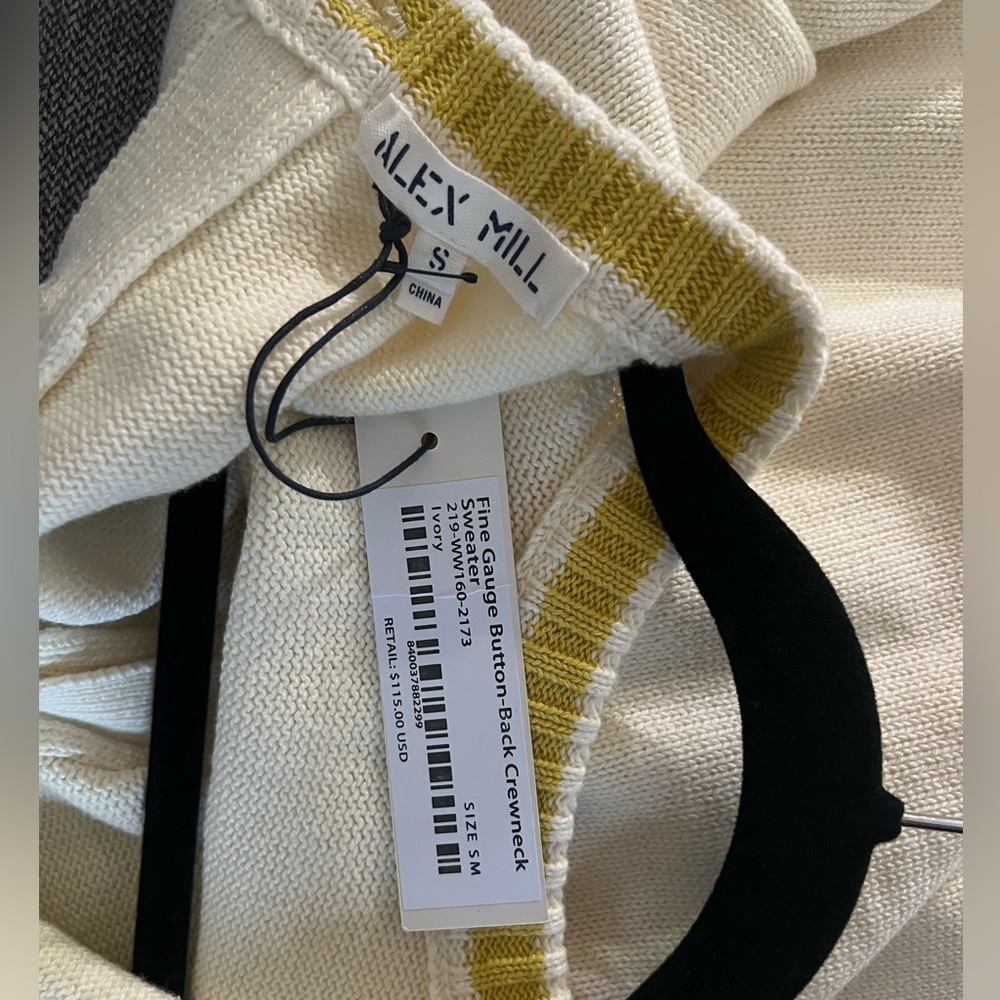 Alex Mill Button Back Sweater Ivory Small NWT